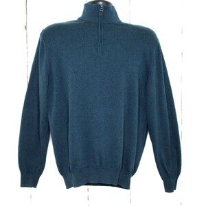 Jos A. Bank Traveler Men's 1/4 Zip Sweater Mock Neck Pima Cotton Green Size XL
